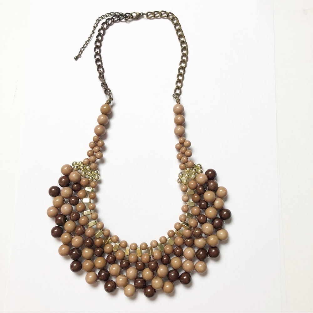 Bohemian Brown Bead Collar Necklace Costume Jewelry